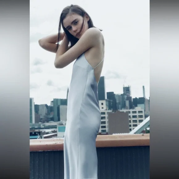 Zara SATIN DRESS WITH SPAGHETTI STRAPS - Picture 5 of 5